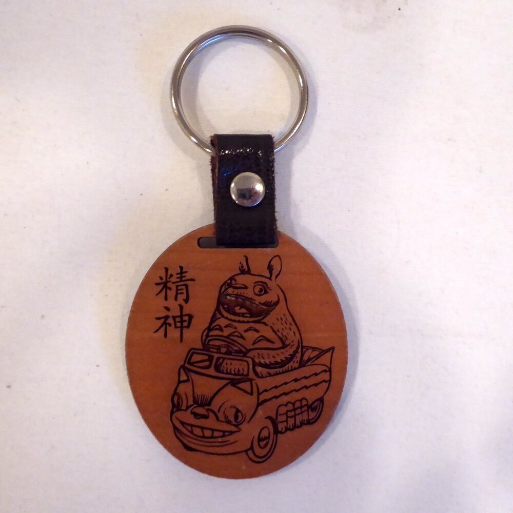 NEW MY NEIGHBOR TOTORO CATBUS “SPIRIT” WOOD KEYCHAIN BY CHET PHILLIPS
